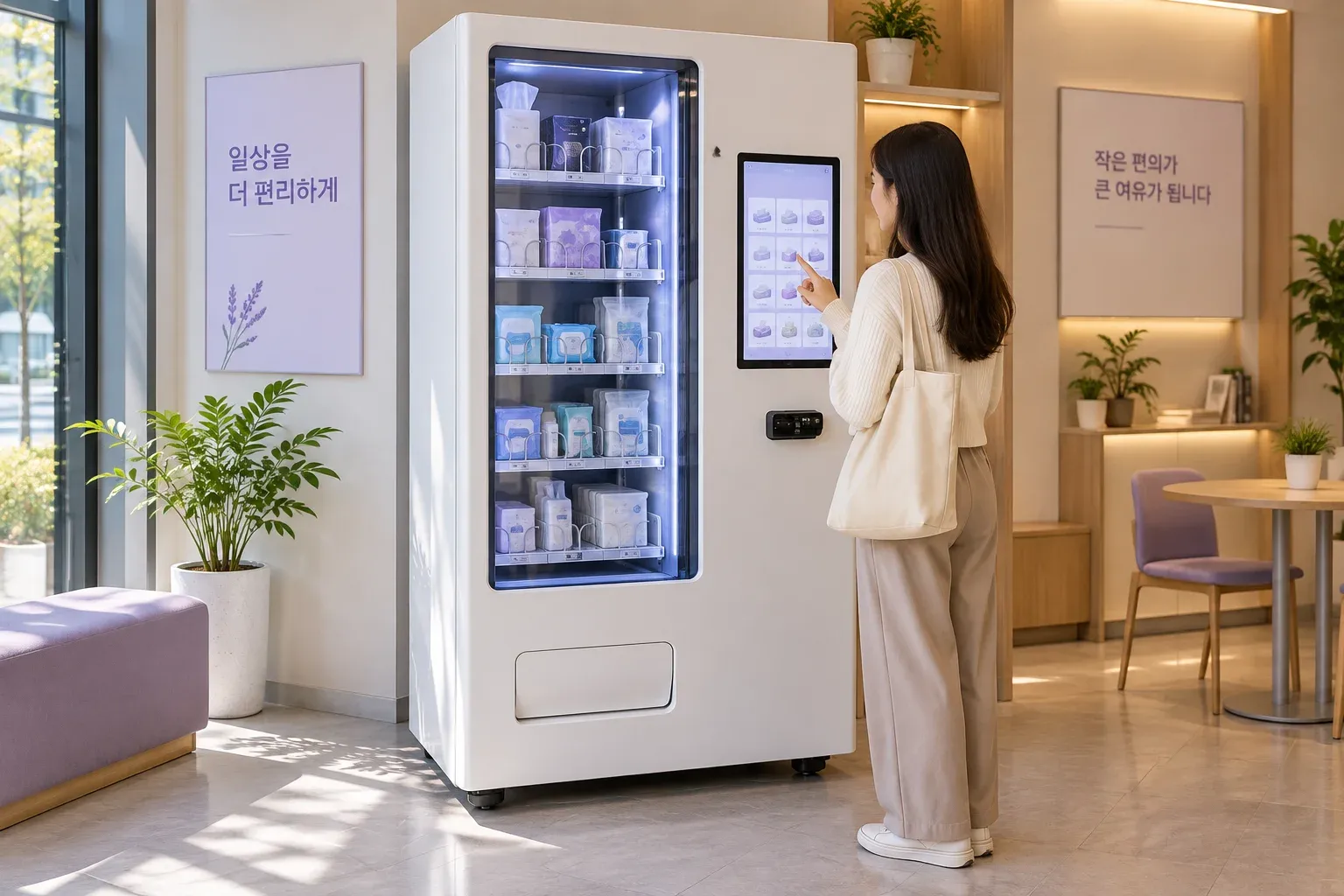 생필품·위생용품 환경과 관련 상품을 설명하는 AI 연출