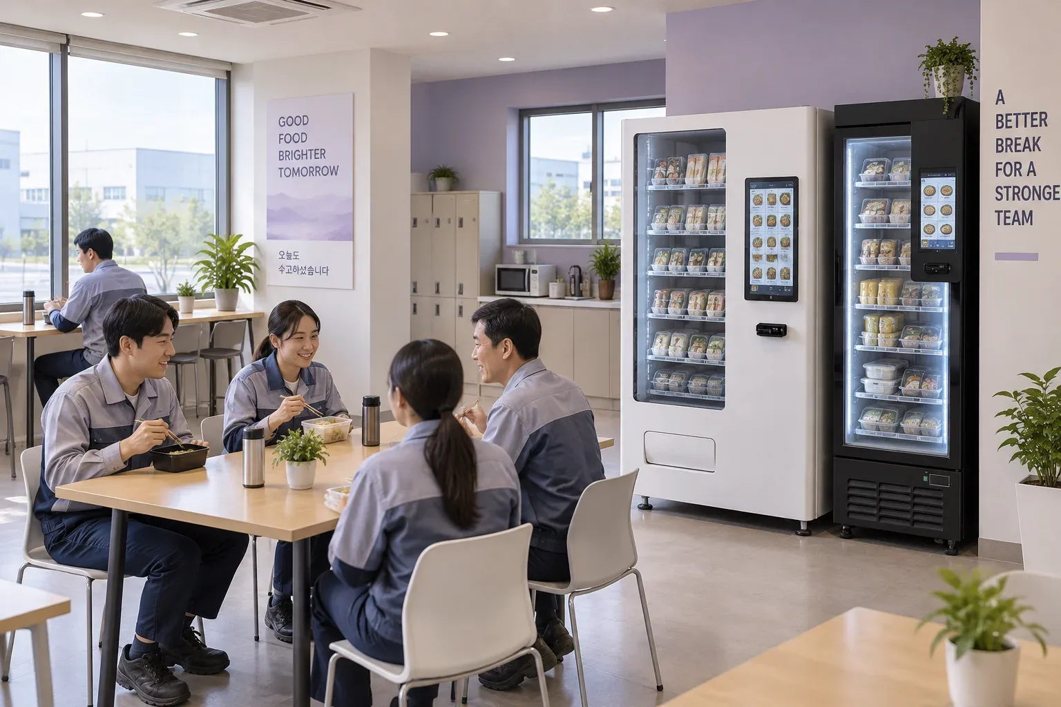 공장·사업장 환경과 관련 상품을 설명하는 AI 연출