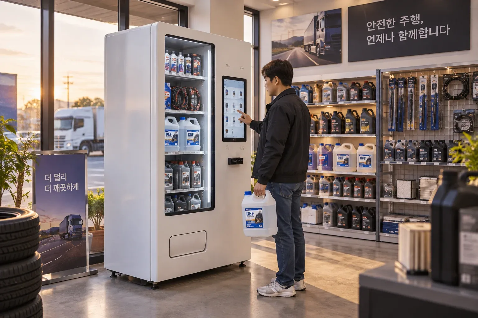 요소수 환경과 관련 상품을 설명하는 AI 연출